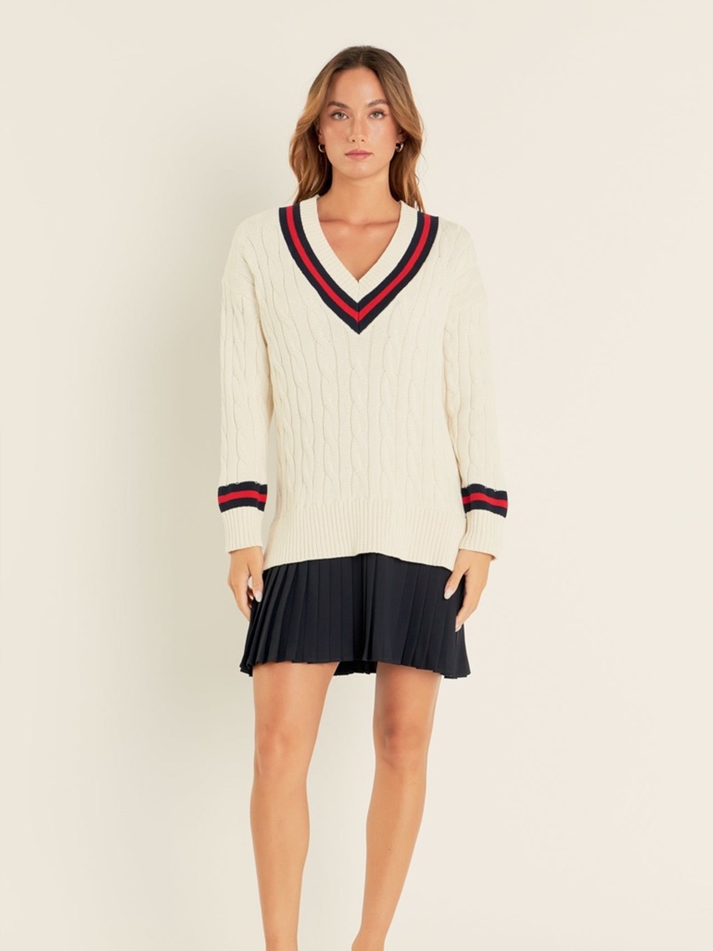 NWOT Vici CABLE KNIT PLEATED SWEATER